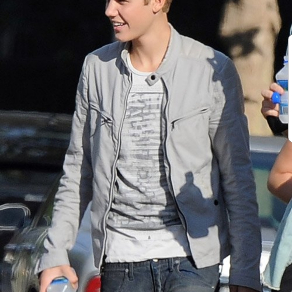 Armani Exchange cotton and leather moto jacket